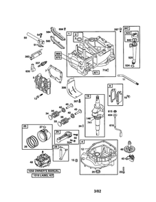 Cylinder/Crankshaft Diagram and Parts List for 127802-1944-B1  Briggs and Stratton Engine
